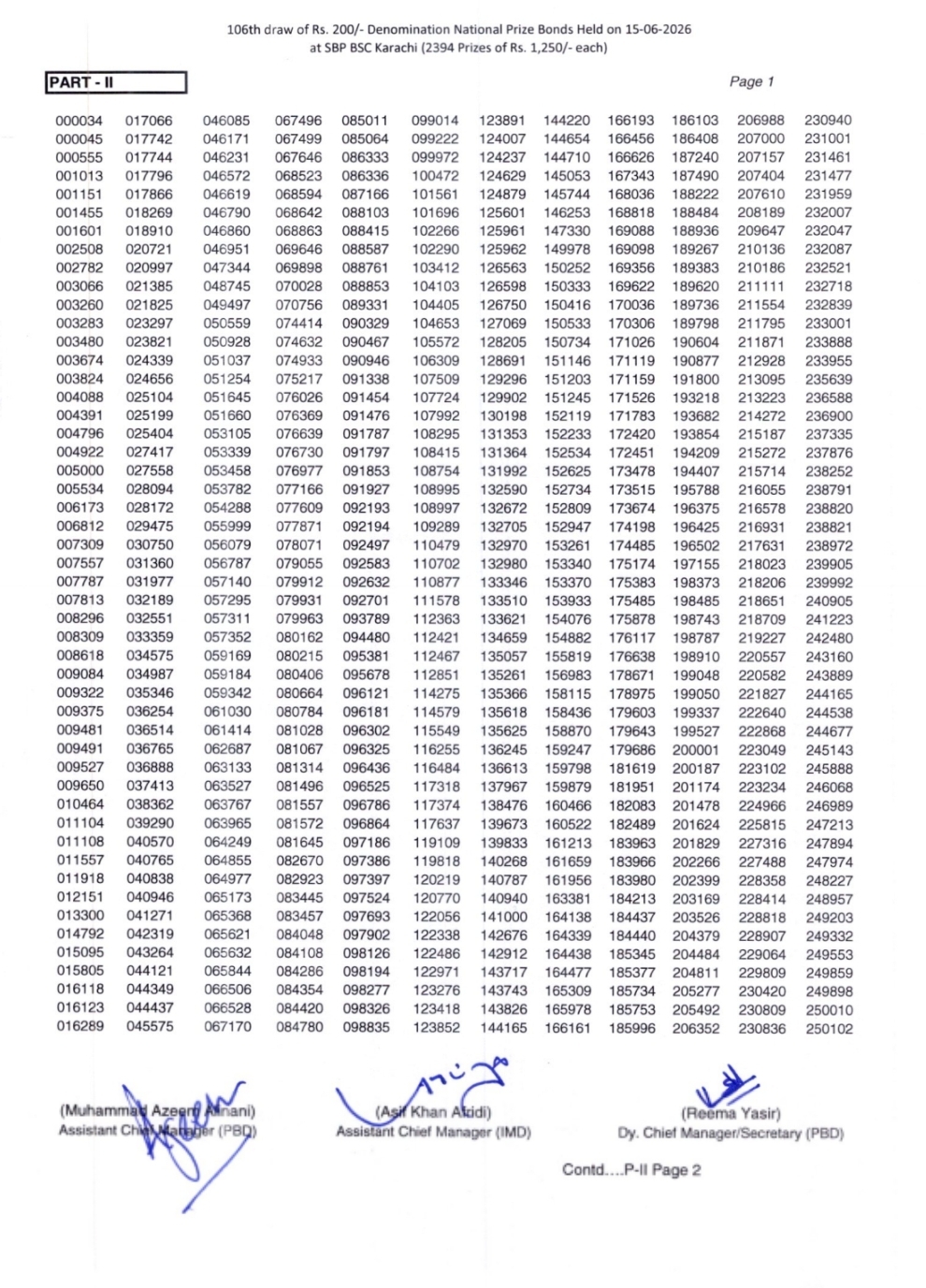 Rs. 200 Prize Bond Result Image 2