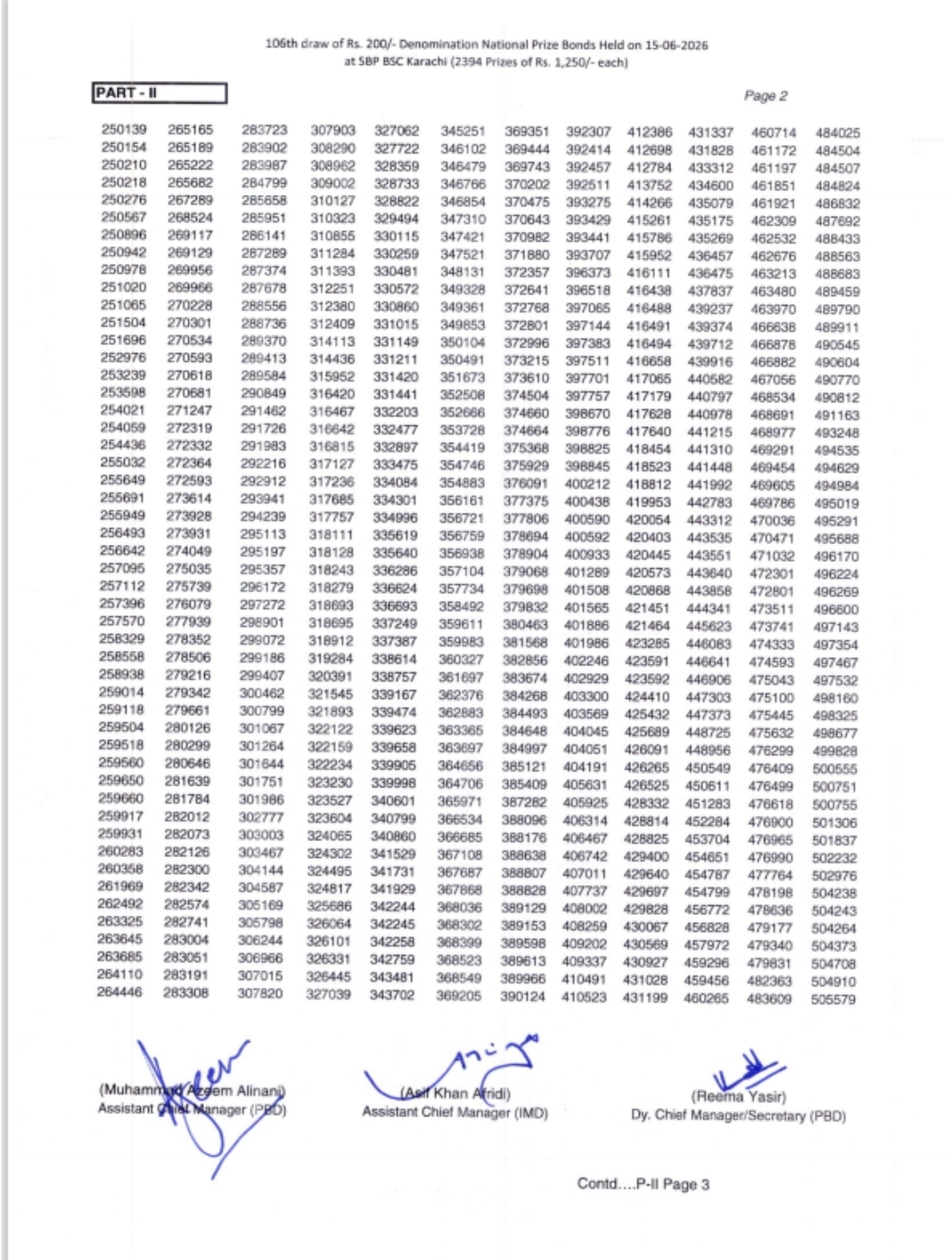 Rs. 200 Prize Bond Result Image 3