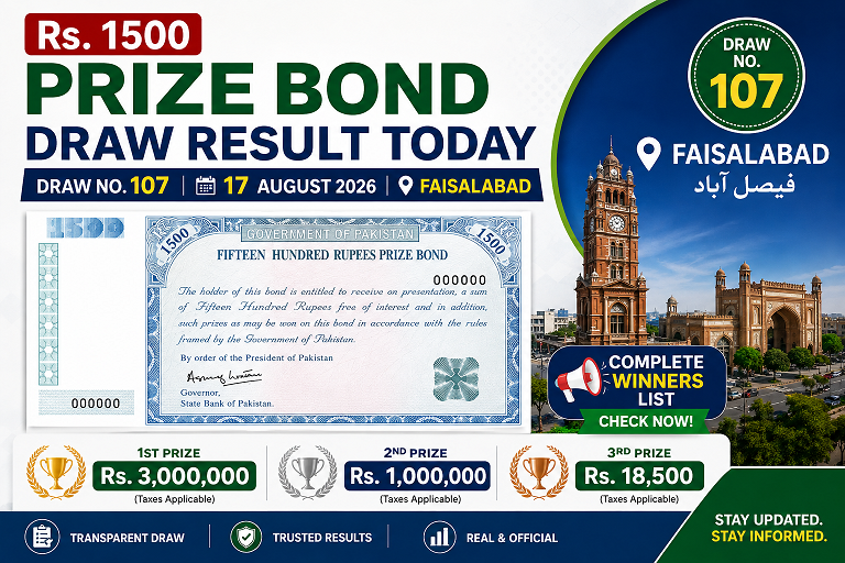 1500 Prize Bond Draw Result Today