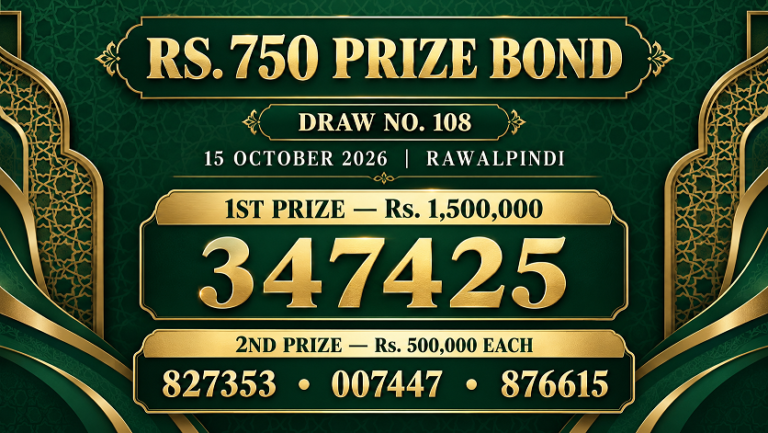 Rs. 750 Prize Bond result for 15 October 2026 in Rawalpindi